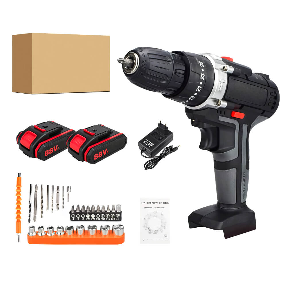 21V Cordless Drill with 2 Batteries and Accessories